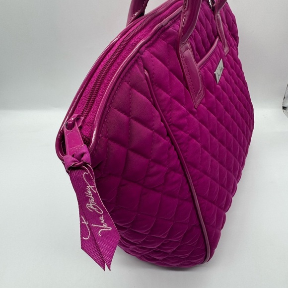 Vera Bradley Magenta Fuchsia Quilted Microfiber Satchel Handbag. - Picture 3 of 5